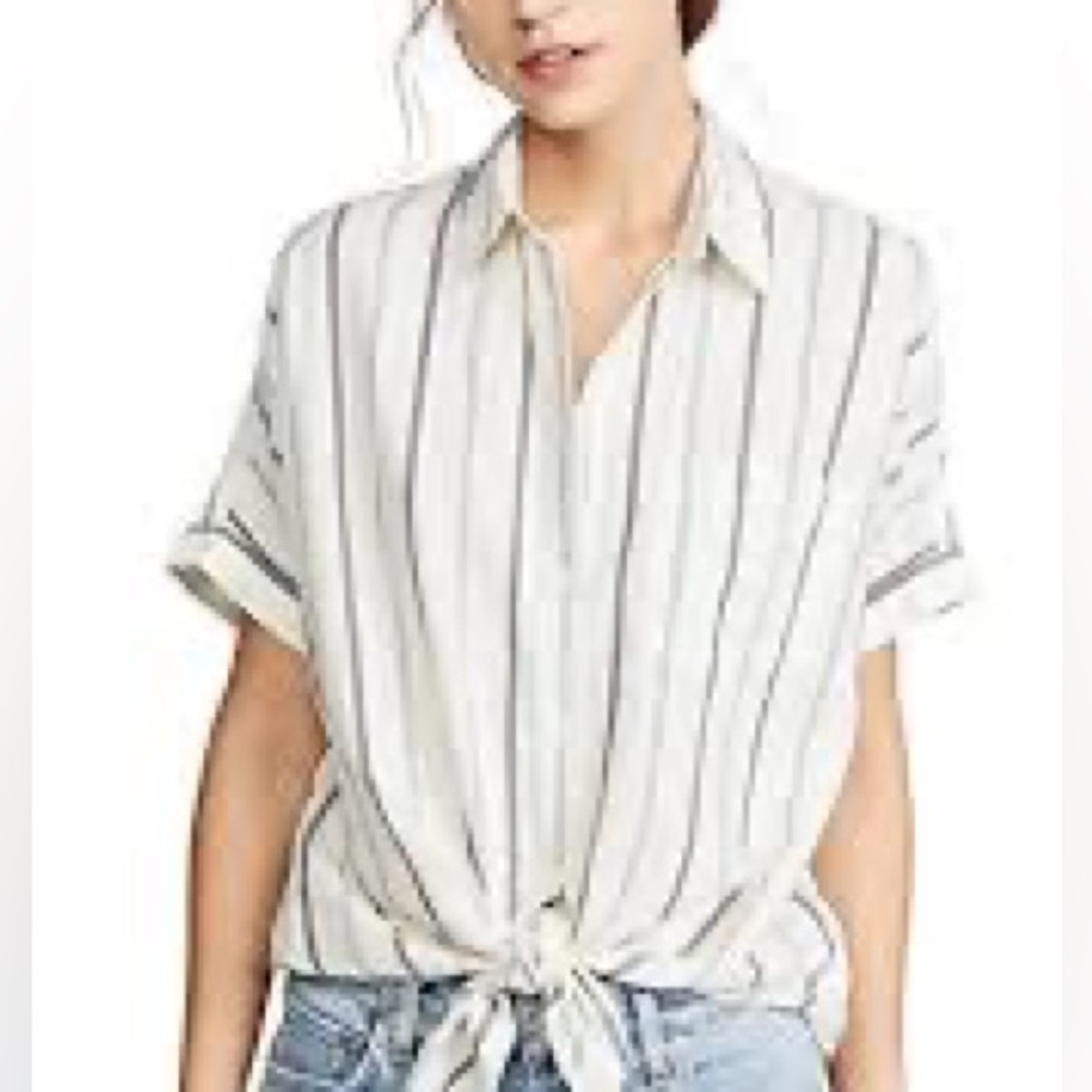NWOT Madewell | Striped Tie-Front Short Sleeve Shirt